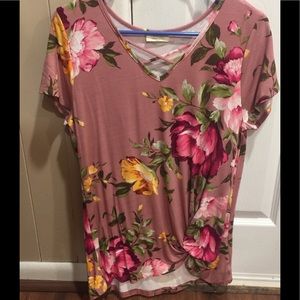 Floral shirt w/ criss cross front